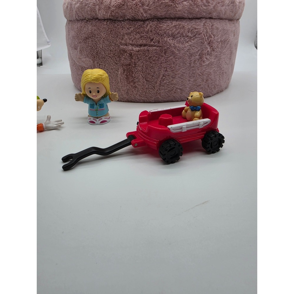 Fisher Price Little People Barbie Figures Vintage Red Pull Wagon 2000s Toy Lot - Picture 12 of 16